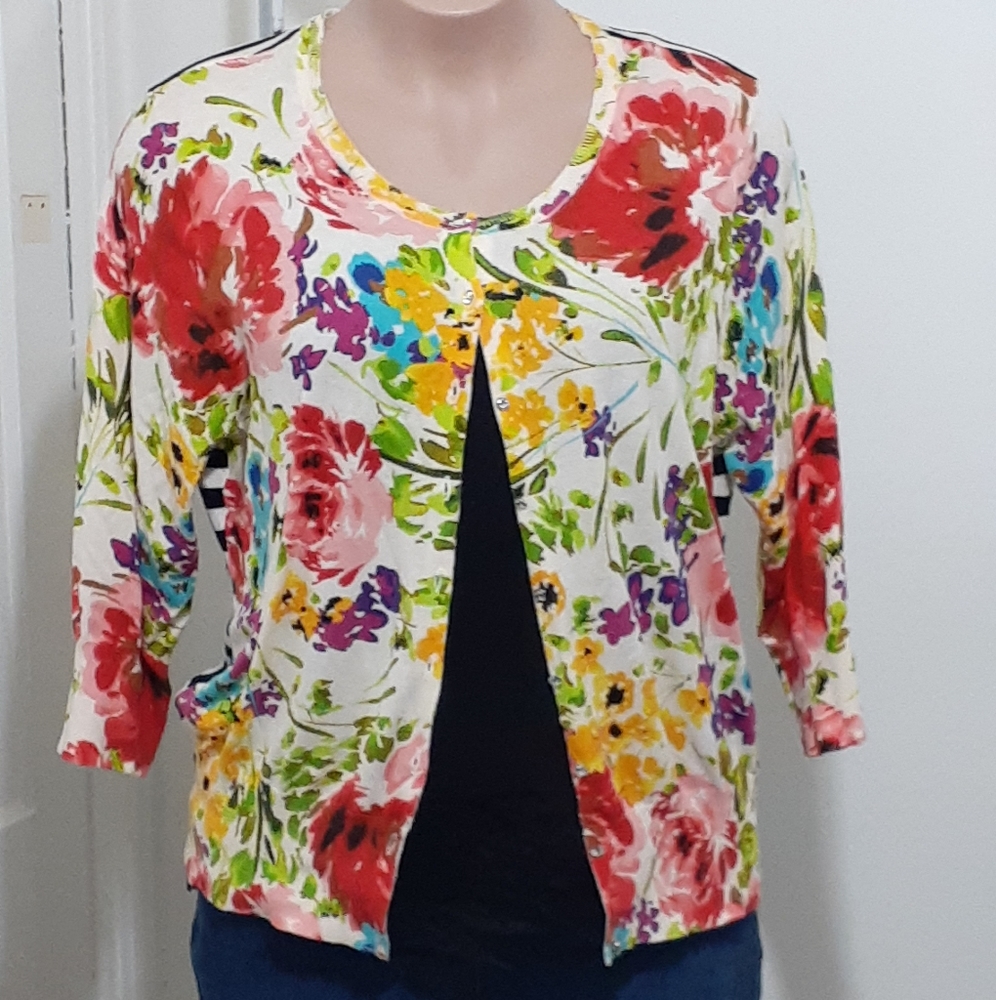 Floral and Striped Sweater